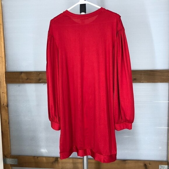 ZARA Red Pleated Balloon Long Sleeve Mini Dress Sz‎ M - Picture 8 of 10